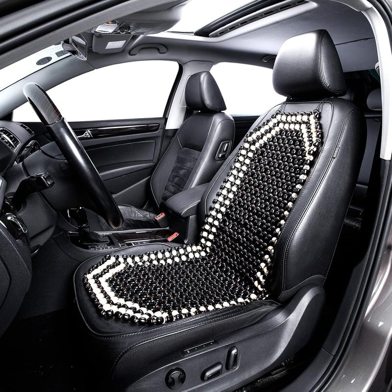Road Comforts Wood Beaded Seat Cover Back Massage Cushion for Stress Free - Keeps Back from Getting Sweaty While Driving 1PC (Black) - Image 2